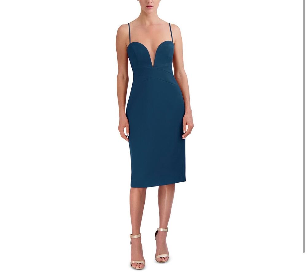 BCBG maxazria Plunge Neck Evening Dress poseidon sz 8